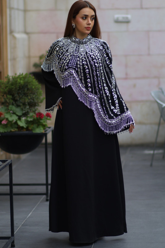 Midnight Silver Cape Abaya